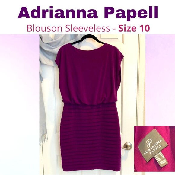 Adrianna Papell Purple Blouson Sleeveless Dress - Picture 2 of 14